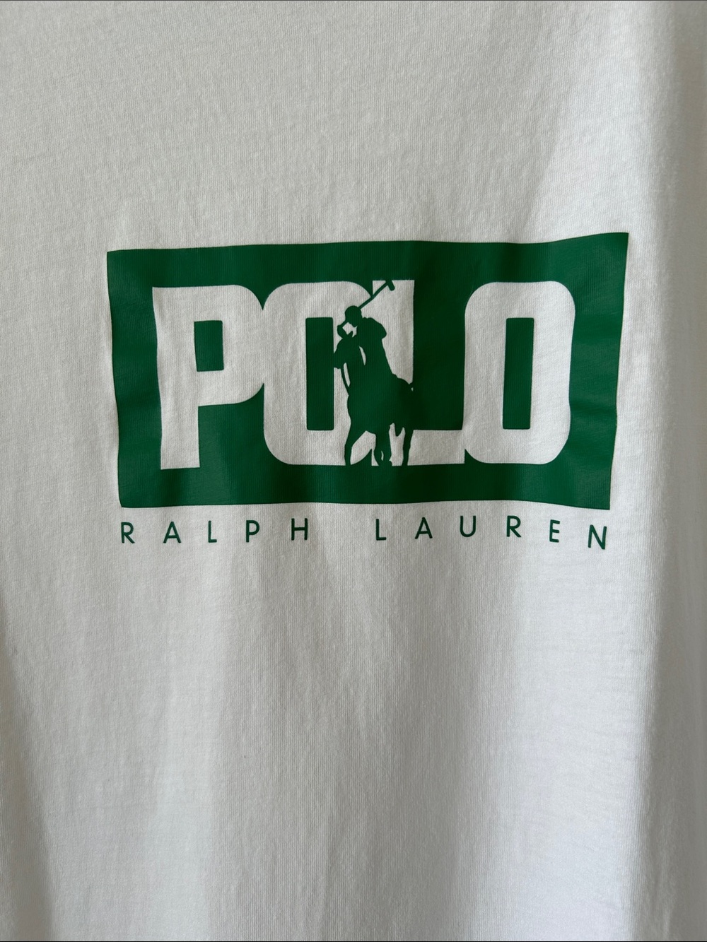 Polo by Ralph Lauren Men's White Short-Sleeve Tee with Green Logo L - Picture 2 of 5